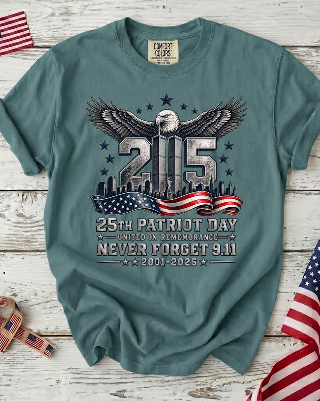 Comfort Colors 25th Patriot Day Never Forget 9 11 Eagle Memorial T-Shirt