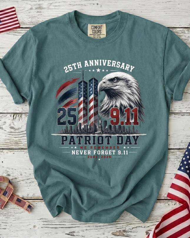 Comfort Colors 25th Patriot Day Anniversary 9 11 Never Forget Memorial T-Shirt
