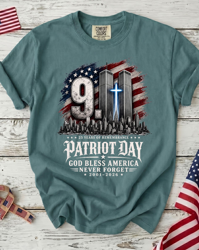 Comfort Colors 25th Patriot Day God Bless America 9 11 Memorial T-Shirt