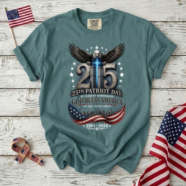 Comfort Colors 25th Patriot Day God Bless America 2001 2026 Memorial T-Shirt