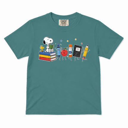 Comfort Colors Back To School Books Pencil Apple Supplies Kid T-Shirt
