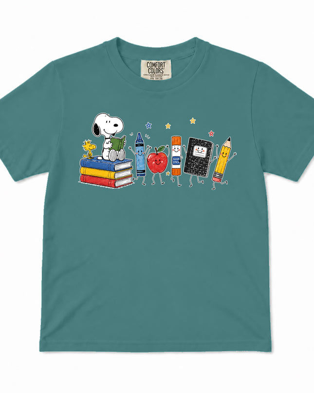 Comfort Colors Back To School Books Pencil Apple Supplies Kid T-Shirt
