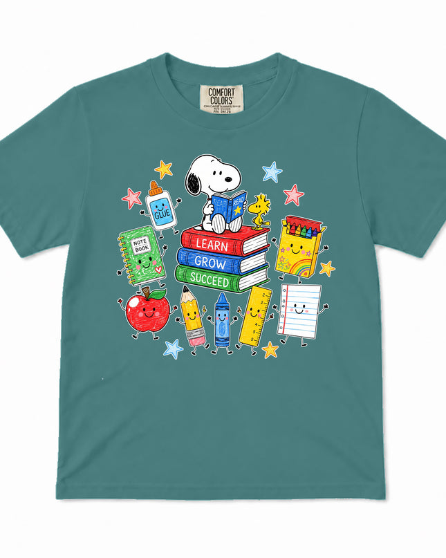 Comfort Colors Back To School Learn Grow Succeed Books Kid T-Shirt