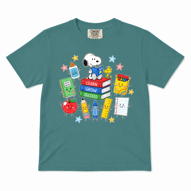 Comfort Colors Back To School Learn Grow Succeed Books Kid T-Shirt