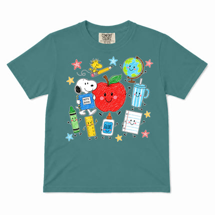Comfort Colors Back To School Happy Apple School Supplies Kid T-Shirt