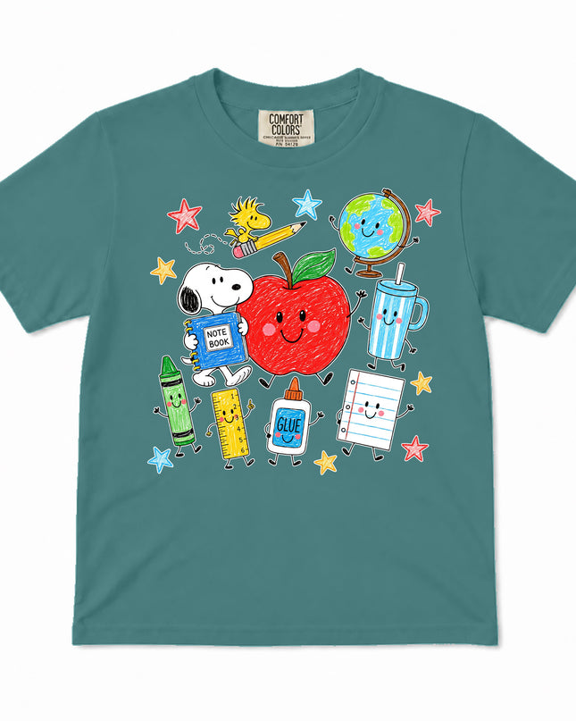 Comfort Colors Back To School Happy Apple School Supplies Kid T-Shirt