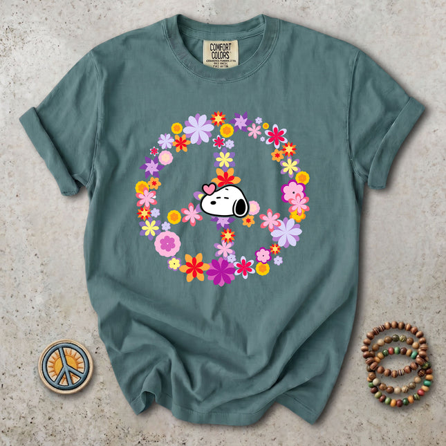 Comfort Colors Floral Peace Sign Retro Hippie Flower Power Groovy T-Shirt