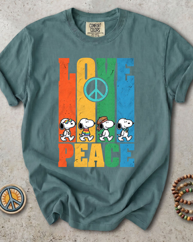Comfort Colors Retro Love Peace Sign Hippie Groovy Vintage T-Shirt