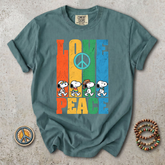 Comfort Colors Retro Love Peace Sign Hippie Groovy Vintage T-Shirt