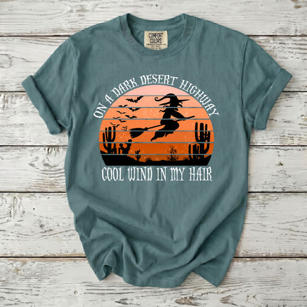 Comfort Colors Desert Witch Halloween Sunset Graphic T-Shirt