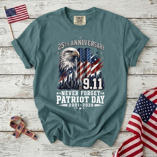 Comfort Colors 25th Patriot Day Anniversary 9 11 Never Forget Eagle T-Shirt