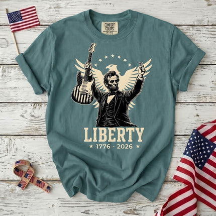 Comfort Colors Liberty 250th Anniversary USA Rockstar Lincoln Eagle T-Shirt