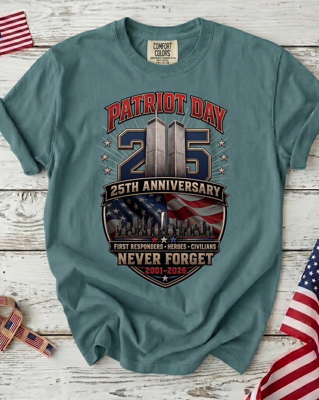Comfort Colors 25th Anniversary Patriot Day 911 First Responders Never Forget T-Shirt