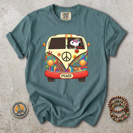 Comfort Colors Peace Love Hippie Van Retro Groovy T-Shirt