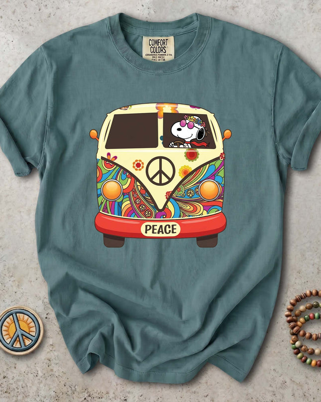 Comfort Colors Peace Love Hippie Van Retro Groovy T-Shirt