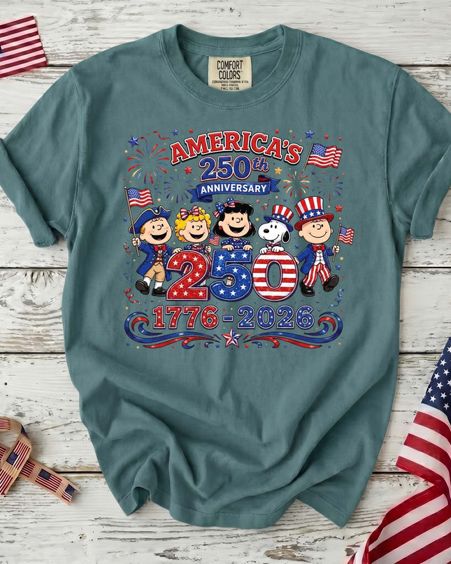 SEAFOAM_13ab04bd-4b04-40f6-92f2-00a8fc821d0d - AuraNations - Comfort Colors America 250th Anniversary 1776-2026 Patriotic Friends T-Shirt - Seafoam / S - 250TH ANNIVERSARY, ALL, COMFORT COLORS, NO CUSTOM, PRODUCTS, SNPY, TSHIRT