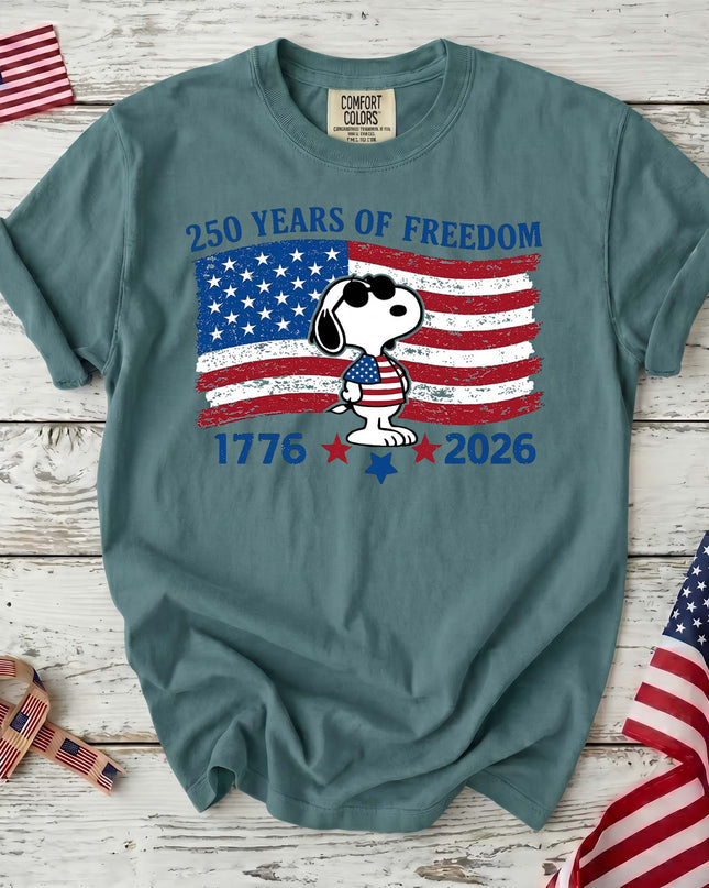 SEAFOAM_1ceeccd3-e04f-4aaa-b23e-33eee3d29aad - AuraNations - Comfort Colors 250 Years Of Freedom Vintage Flag Cool Dog T-Shirt - Seafoam / S - 250TH ANNIVERSARY, ALL, COMFORT COLORS, NO CUSTOM, PRODUCTS, SNPY, TSHIRT