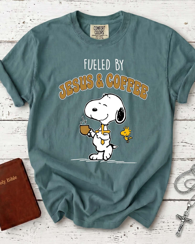 Comfort Colors Fueled by Jesus and Coffee Christian T-Shirt