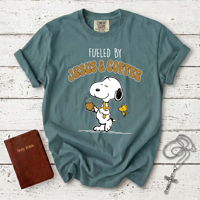 Comfort Colors Fueled by Jesus and Coffee Christian T-Shirt
