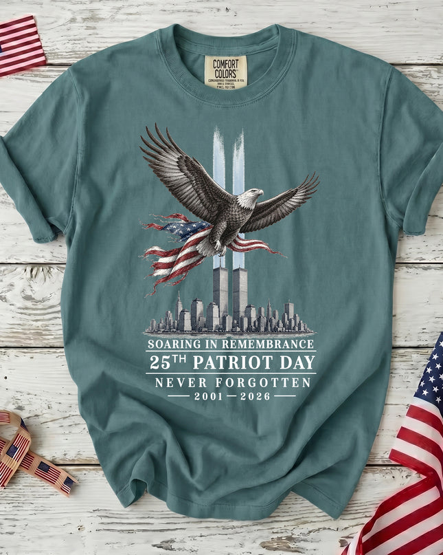 Comfort Colors 25th Anniversary Patriot Day 911 Soaring In Remembrance Memorial T-Shirt