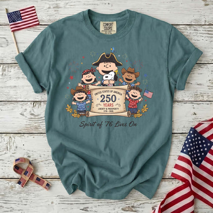 Comfort Colors Spirit Of 76 Lives On 250 Years Patriotic Friends T-Shirt