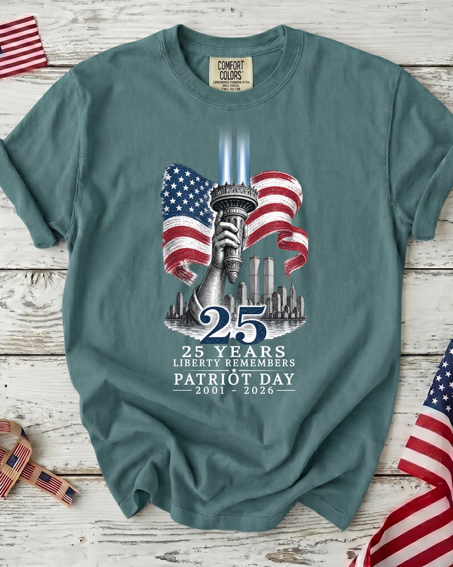 Comfort Colors 25th Anniversary Patriot Day 911 Liberty Remembers Memorial T-Shirt