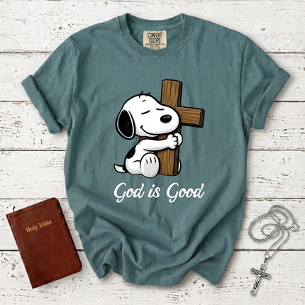 Comfort Colors God Is Good Wooden Cross Christian T-Shirt