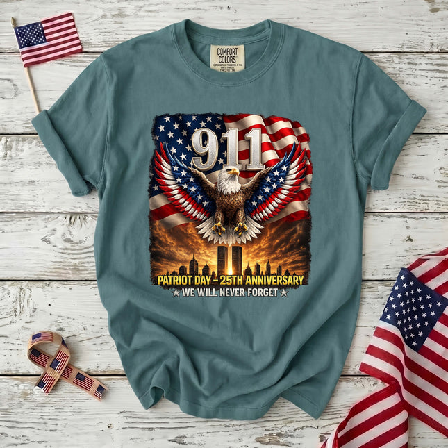 Comfort Colors 25th Anniversary Patriot Day 911 Eagle Memorial Tribute T-Shirt
