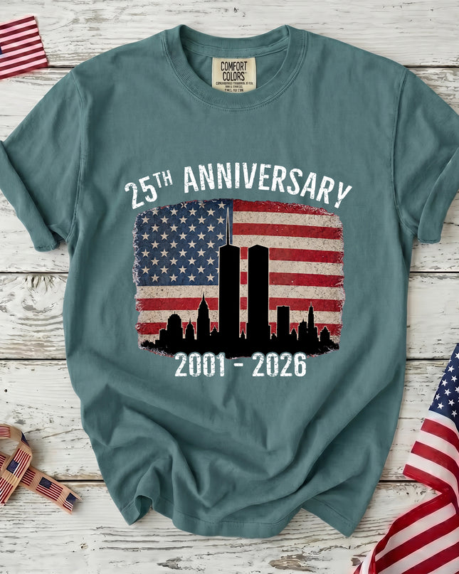 Comfort Colors 25th Anniversary Patriot Day 911 Vintage Flag Memorial T-Shirt