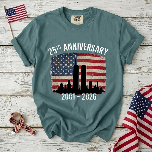 Comfort Colors 25th Anniversary Patriot Day 911 Vintage Flag Memorial T-Shirt