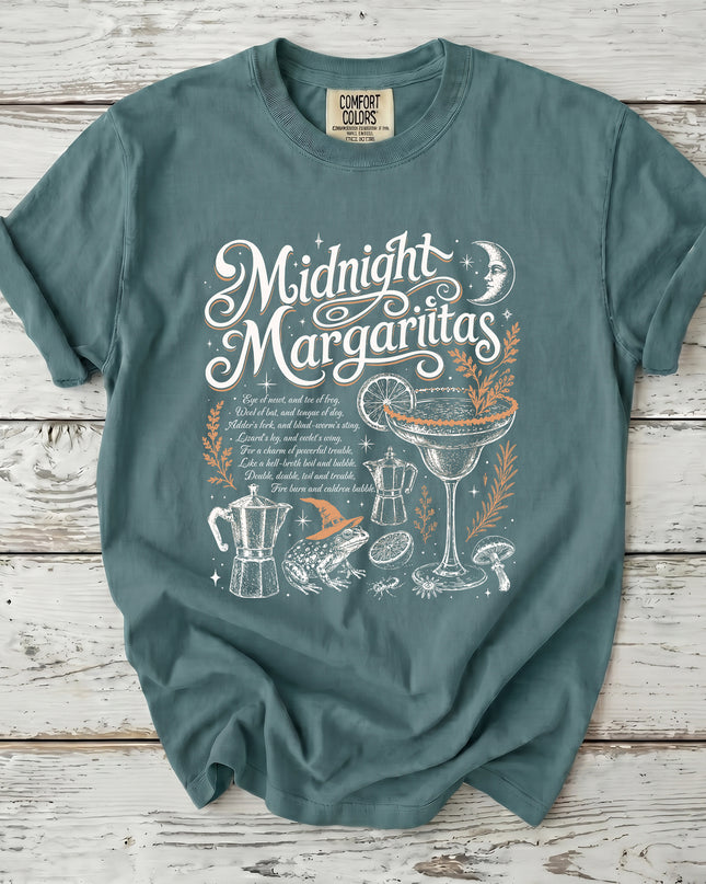 Comfort Colors Midnight Margaritas Witchy Halloween Cocktail T-Shirt