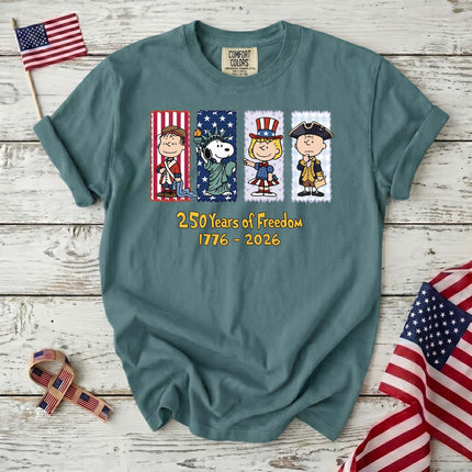 SEAFOAM_58d7e5e9-719e-4414-9206-59120d12d021 - AuraNations - Comfort Colors 250 Years Of Freedom 1776-2026 Patriotic Panels T-Shirt - Seafoam / S - 250TH ANNIVERSARY, ALL, COMFORT COLORS, NO CUSTOM, PRODUCTS, SNPY, TSHIRT