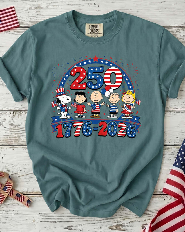 SEAFOAM_61dd3581-936e-4c56-b6e6-9c671fb6ce79 - AuraNations - Comfort Colors 1776-2026 250 Years Patriotic Friends Parade T-Shirt - Seafoam / S - 250TH ANNIVERSARY, ALL, COMFORT COLORS, NO CUSTOM, PRODUCTS, SNPY, TSHIRT