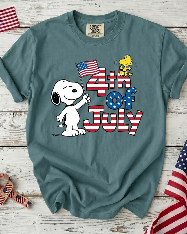 SEAFOAM_63ed5332-335a-4a7e-a40b-c8af1f25de76 - AuraNations - Comfort Colors 4th Of July American Flag Dog T-Shirt - Seafoam / S - 250TH ANNIVERSARY, ALL, COMFORT COLORS, NO CUSTOM, PRODUCTS, SNPY, TSHIRT