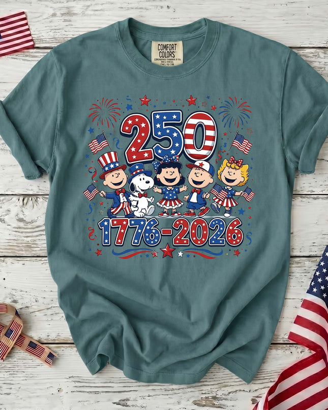 SEAFOAM_685d2d85-02f8-46e0-9609-7be334bbe791 - AuraNations - Comfort Colors 250 Years 1776-2026 Patriotic Squad Holiday T-Shirt - Seafoam / S - 250TH ANNIVERSARY, ALL, COMFORT COLORS, NO CUSTOM, PRODUCTS, SNPY, TSHIRT