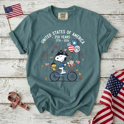 Comfort Colors 250th Anniversary USA Colonial Dog Bicycle T-Shirt
