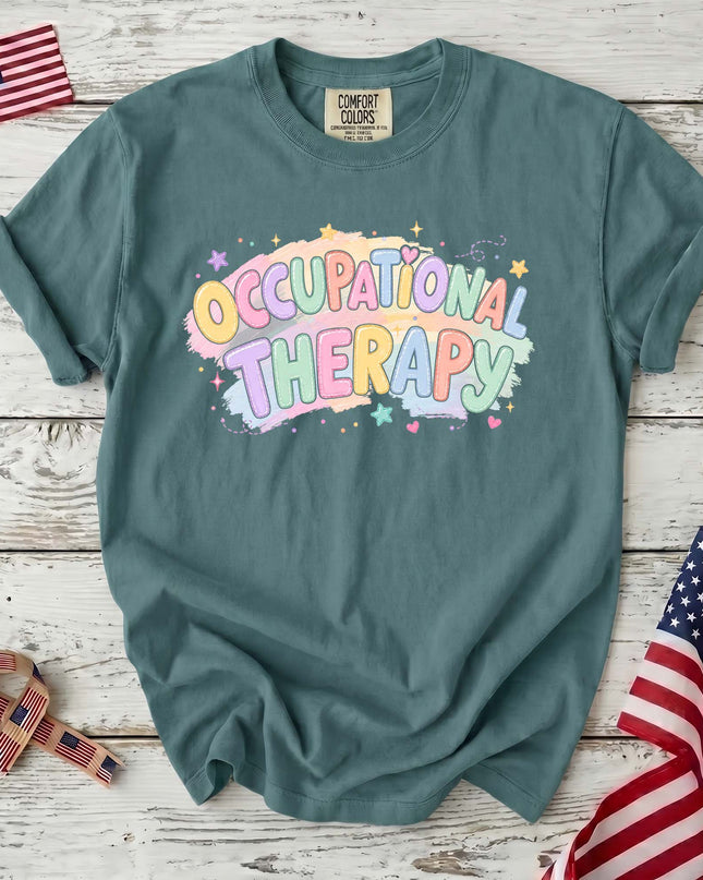 Comfort Colors Occupational Therapy Pastel Rainbow Therapist Gift T-Shirt