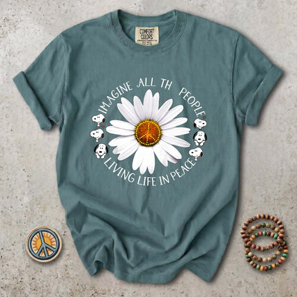 Comfort Colors Imagine All The People Peace Daisy T-Shirt