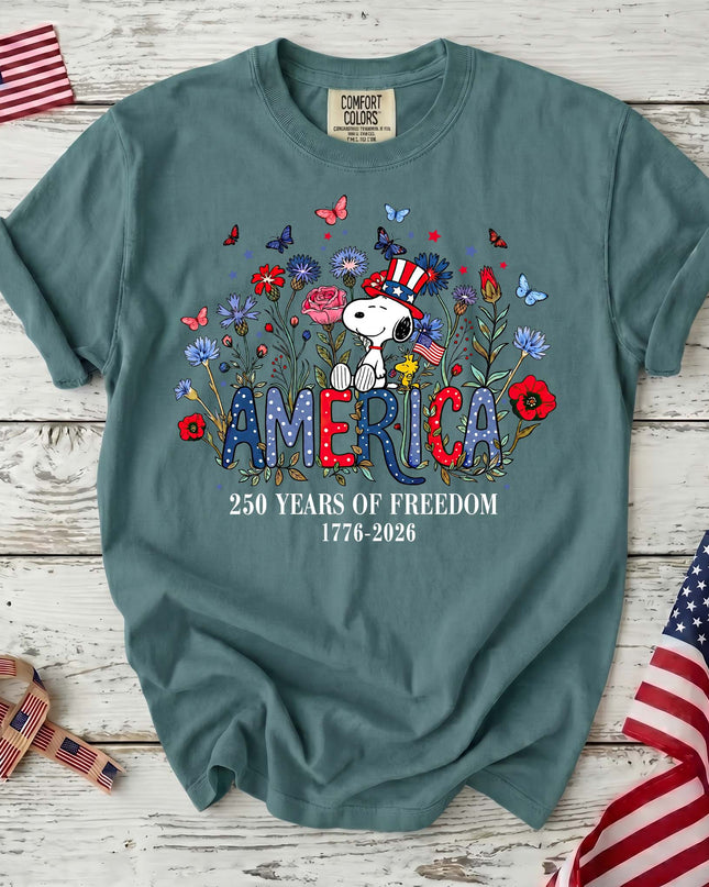 SEAFOAM_8090905d-ecc9-4f29-a456-ecab0ca98e60 - AuraNations - Comfort Colors Floral America 250 Years Of Freedom T-Shirt - Seafoam / S - 250TH ANNIVERSARY, ALL, COMFORT COLORS, NO CUSTOM, PRODUCTS, SNPY, TSHIRT