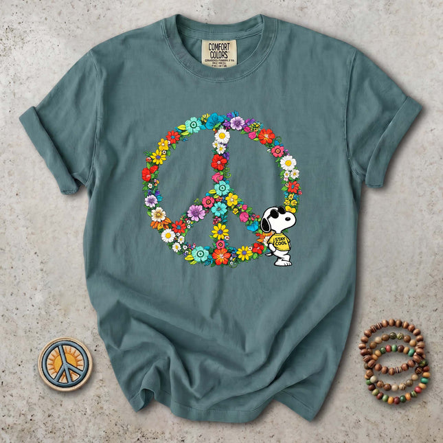 Comfort Colors Floral Peace Sign Hippie Boho T-Shirt