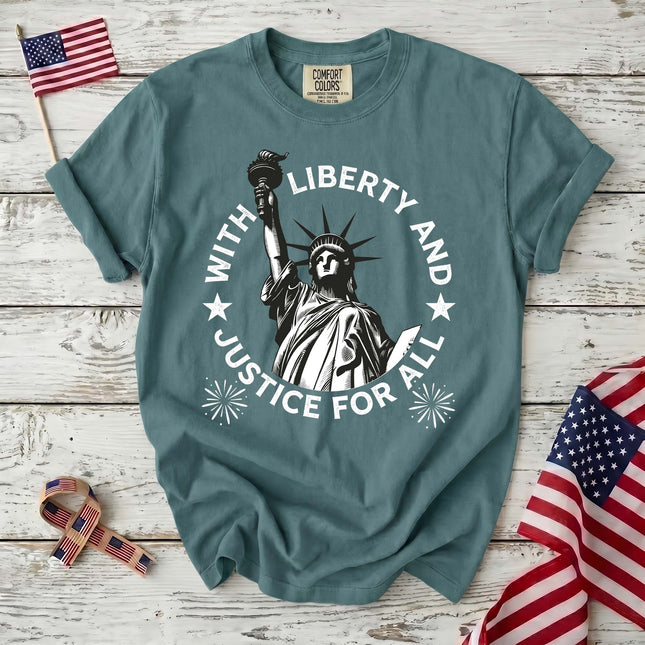 Comfort Colors Liberty and Justice for All Patriotic America T-Shirt