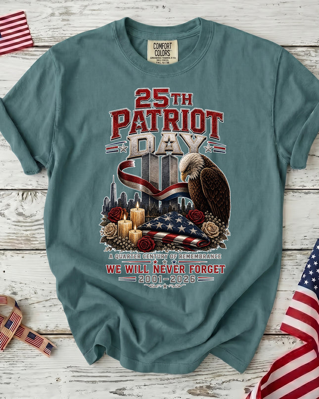 Comfort Colors 25th Anniversary Patriot Day 911 Eagle Remembrance Memorial T-Shirt