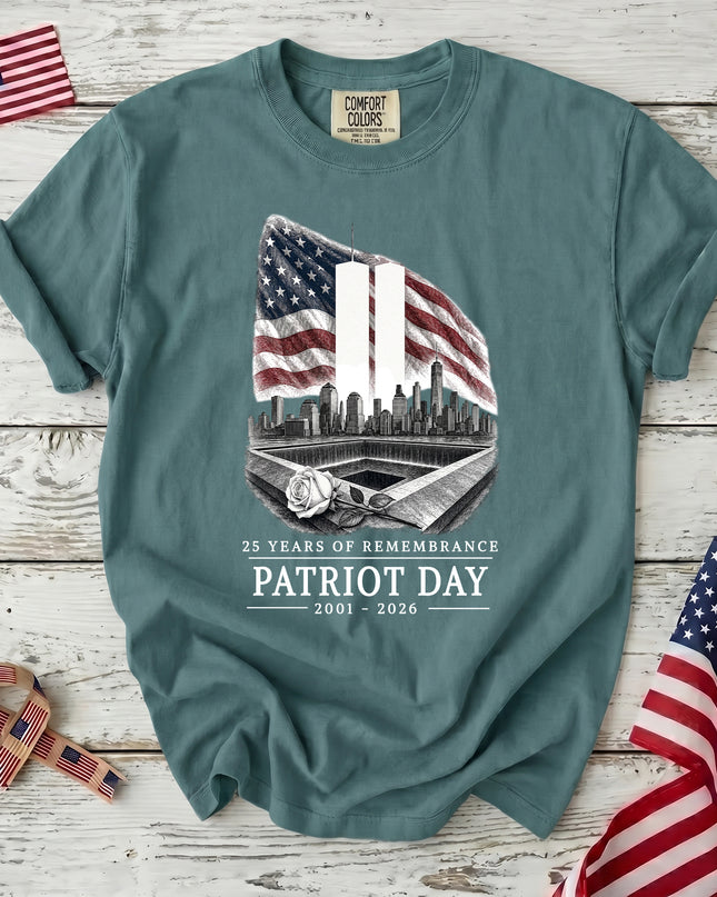 Comfort Colors 25th Anniversary Patriot Day 911 American Flag Memorial Tribute T-Shirt