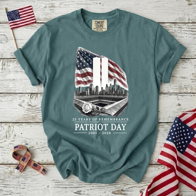 Comfort Colors 25th Anniversary Patriot Day 911 American Flag Memorial Tribute T-Shirt