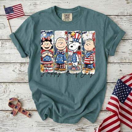 Comfort Colors Happy 4th Of July Red White Blue Panel Friends T-Shirt