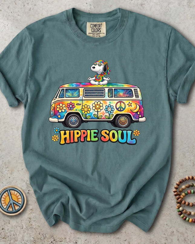 Comfort Colors Hippie Soul Tie Dye Van Peace Flower T-Shirt