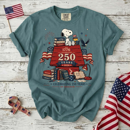 Comfort Colors Celebrating 250 Years Of Freedom Reading Dog T-Shirt