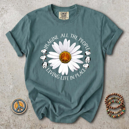 Comfort Colors Imagine All The People Peace Daisy T-Shirt