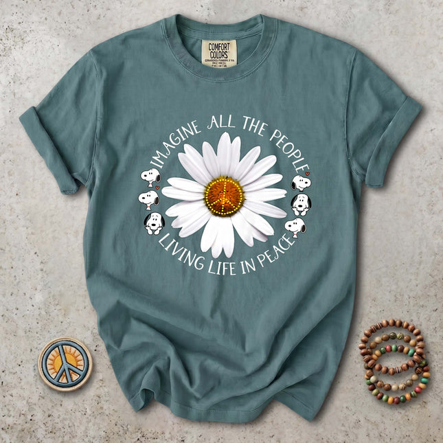 Comfort Colors Imagine All The People Peace Daisy T-Shirt
