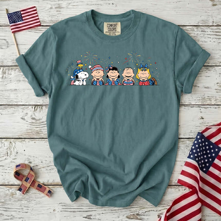 Comfort Colors Fireworks Patriotic Friends Lying Down T-Shirt